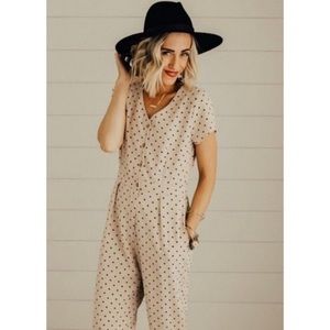 POLAGRAM Nude Polka Black Dots Jumpsuit